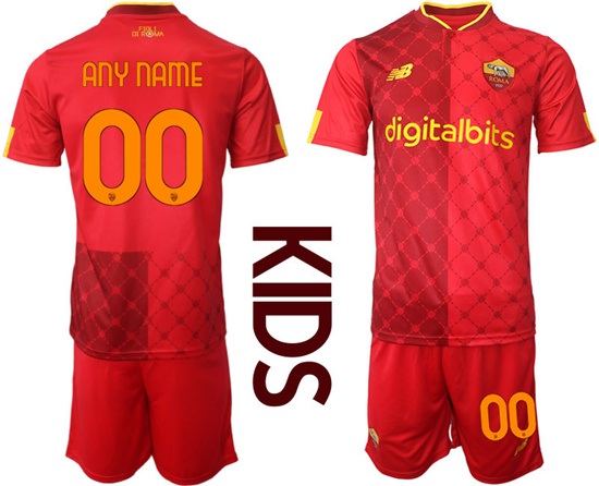 Youth 2022-2023 AS Roma Custom home kids jerseys Suit