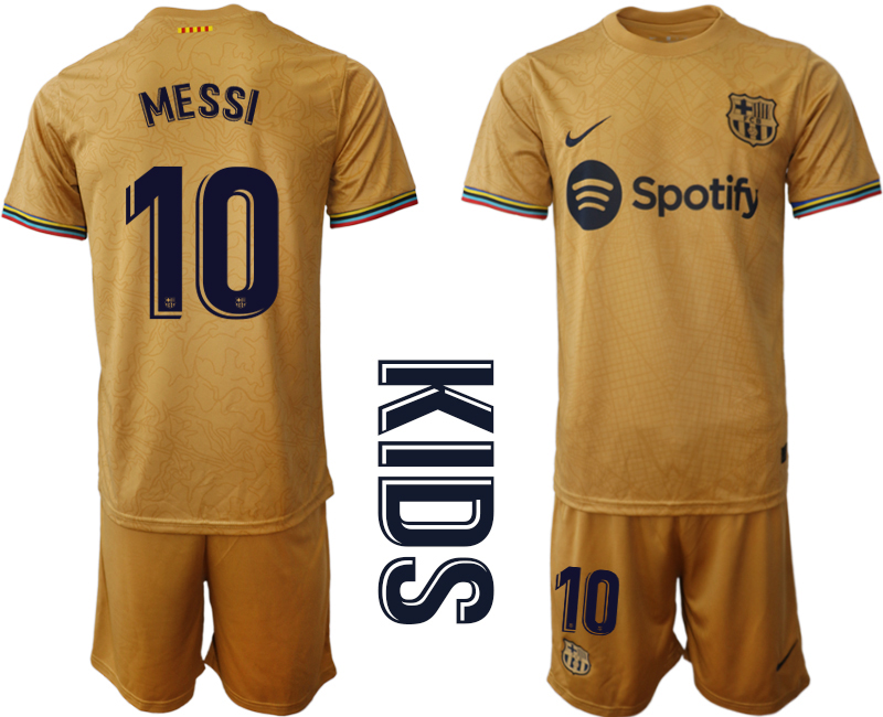 Youth 2022-2023 Barcelona 10 MESSI away kids jerseys Suit
