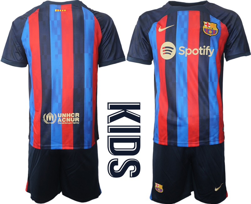 Youth 2022-2023 Barcelona Blank home kids jerseys Suit
