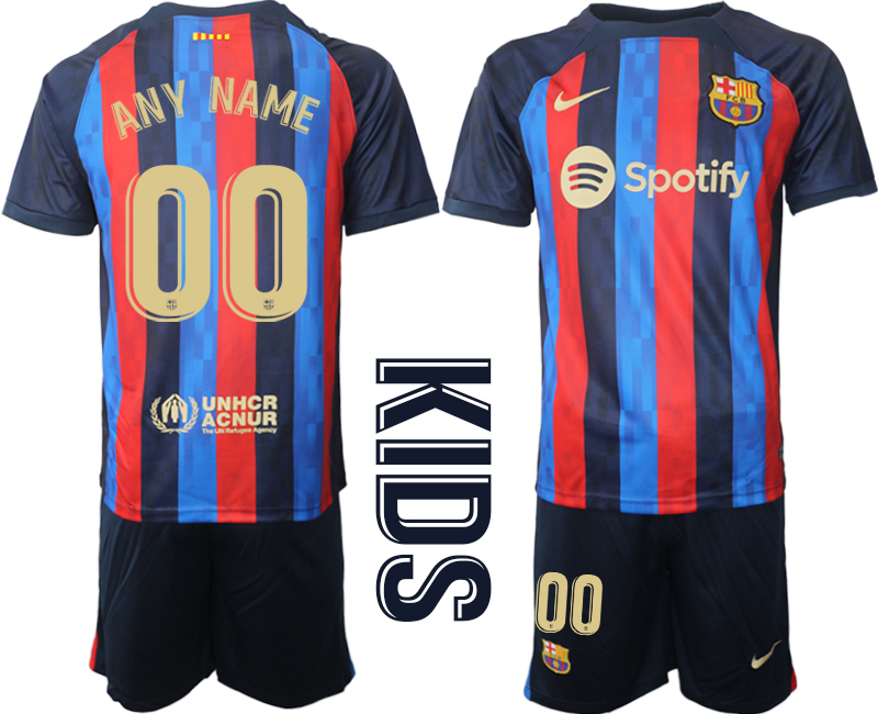 Youth 2022-2023 Barcelona Custom home kids jerseys Suit
