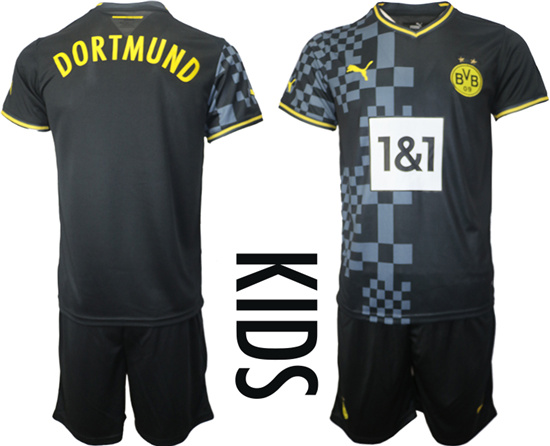 Youth 2022-2023 Borussia Dortmund Blank away kids jerseys Suit