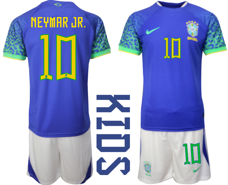 Youth 2022-2023 Brazil 10 NEYMAR JR. away kids jerseys Suit