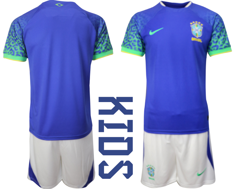 Youth 2022-2023 Brazil Blank away kids jerseys Suit