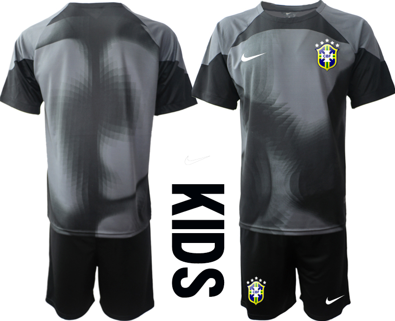 Youth 2022-2023 Brazil Blank black goalkeeper kids jerseys Suit