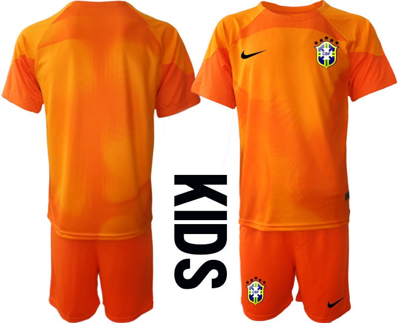 Youth 2022-2023 Brazil Blank red goalkeeper kids jerseys Suit