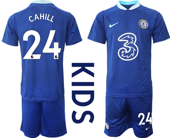 Youth 2022-2023 Chelsea FC 24 CAHILL home kids jerseys Suit