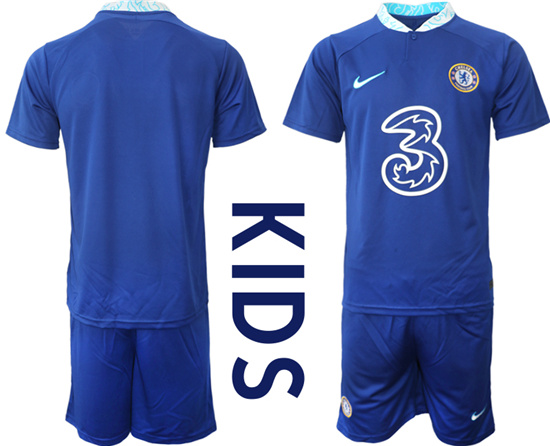 Youth 2022-2023 Chelsea FC Blank home kids jerseys Suit