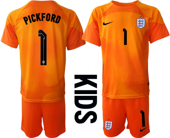 Youth 2022-2023 England 1 PICKFORD red goalkeeper kids jerseys Suit