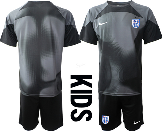 Youth 2022-2023 England Blank black goalkeeper kids jerseys Suit