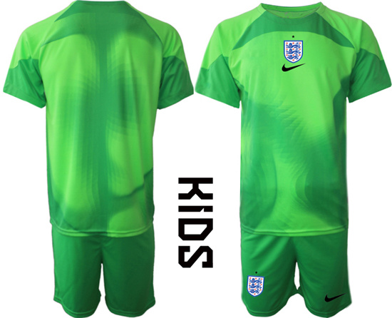 Youth 2022-2023 England Blank green goalkeeper kids jerseys Suit