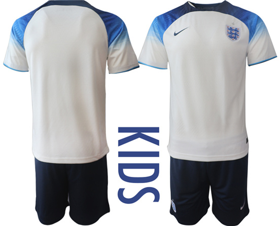 Youth 2022-2023 England Blank home kids jerseys Suit