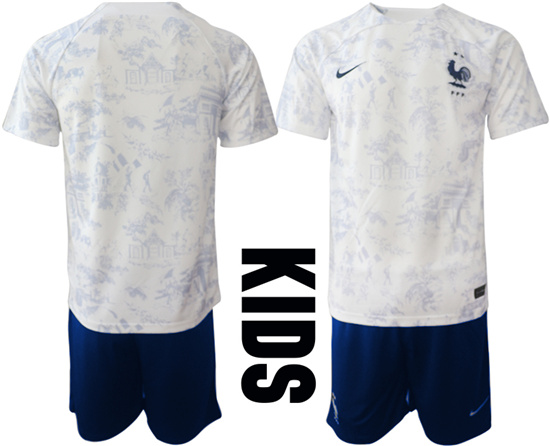 Youth 2022-2023 France Blank away kids jerseys Suit