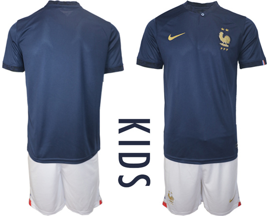 Youth 2022-2023 France Blank home kids jerseys Suit