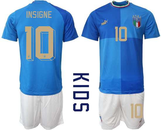Youth 2022-2023 Italy 10 INSIGNE home kids jerseys Suit