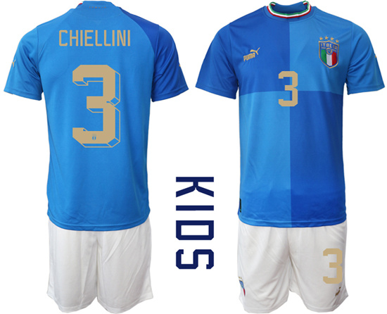 Youth 2022-2023 Italy 3 CHIELLINI home kids jerseys Suit