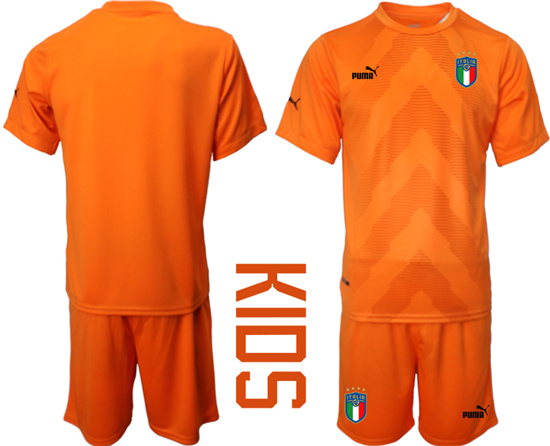 Youth 2022-2023 Italy Blank Orange red goalkeeper kids jerseys Suit