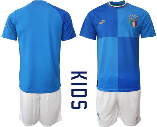 Youth 2022-2023 Italy Blank home kids jerseys Suit