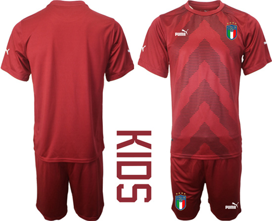 Youth 2022-2023 Italy Blank jujube red goalkeeper kids jerseys Suit