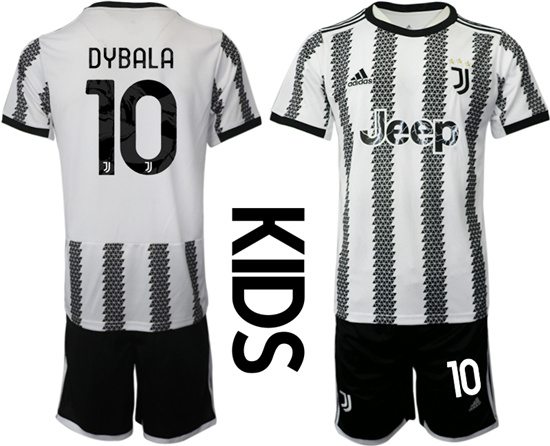Youth 2022-2023 Juventus FC 10 DYBALA home kids jerseys Suit
