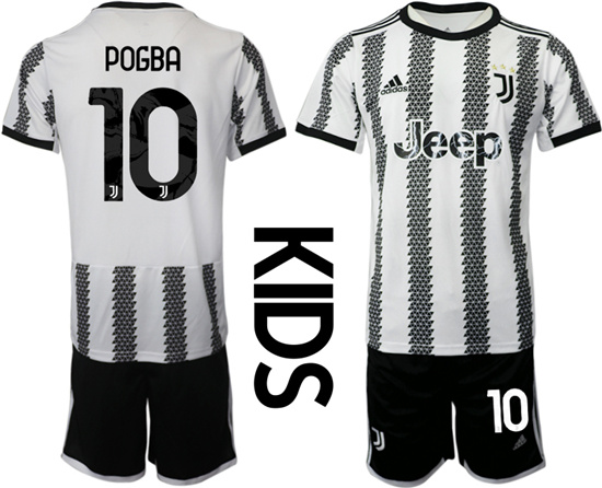 Youth 2022-2023 Juventus FC 10 POGBA home kids jerseys Suit