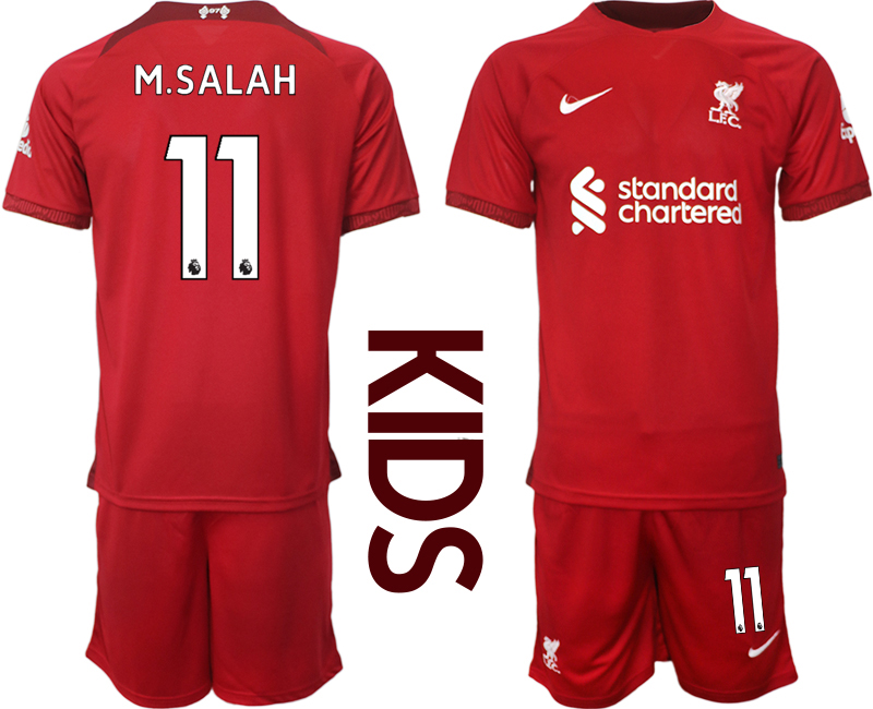 Youth 2022-2023 Liverpool 11 M.SALAH home kids jerseys Suit