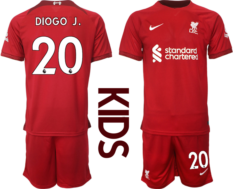 Youth 2022-2023 Liverpool 20 DIOGO J. home kids jerseys Suit