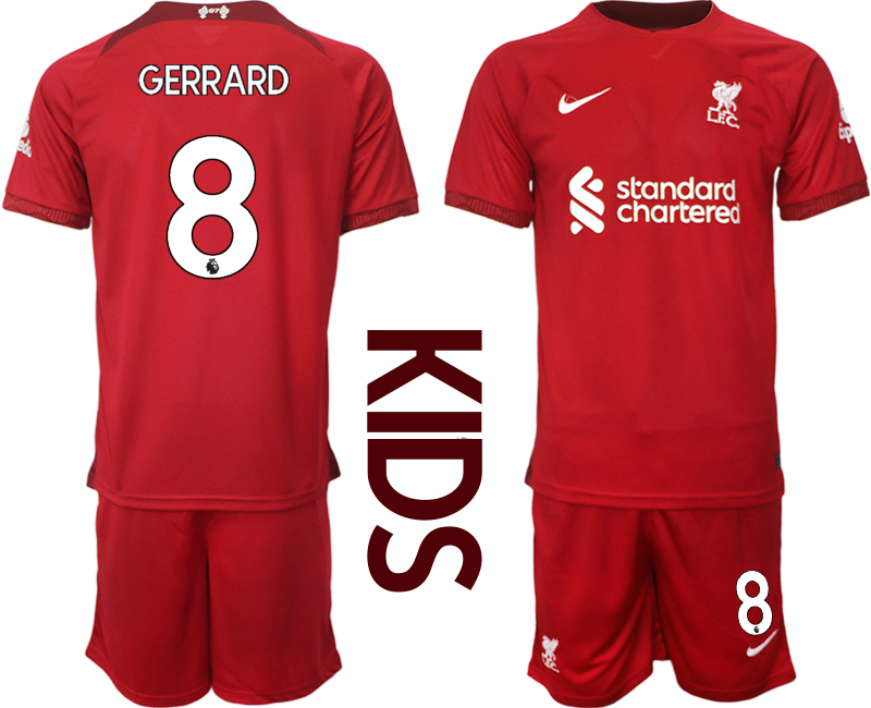 Youth 2022-2023 Liverpool 8 GERRARD home kids jerseys Suit