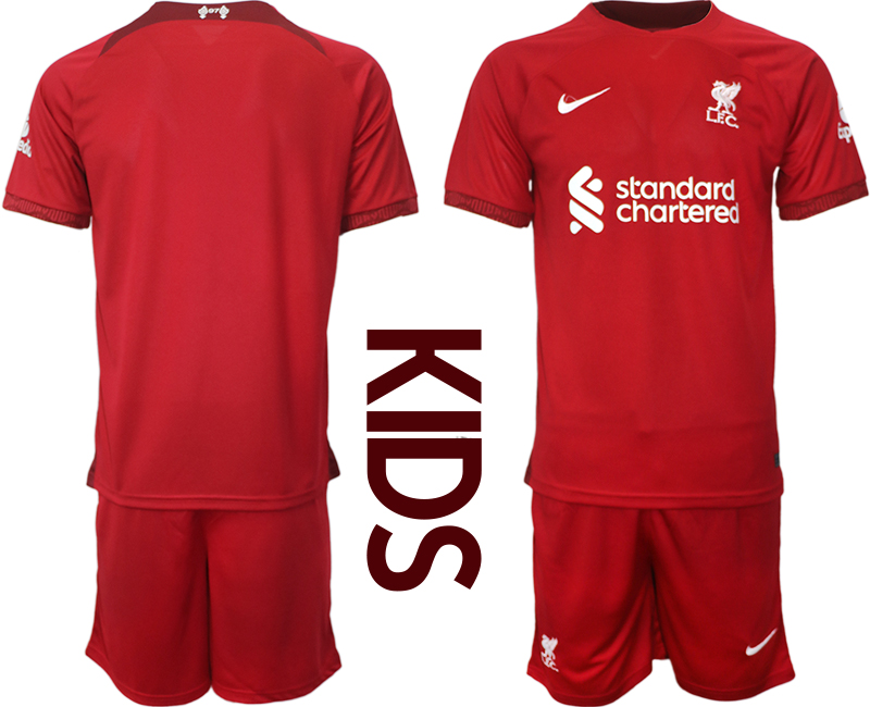 Youth 2022-2023 Liverpool Blank home kids jerseys Suit