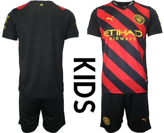 Youth 2022-2023 Manchester City Blank away kids jerseys Suit