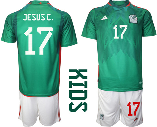 Youth 2022-2023 Mexico 17 JESUS C. home kids jerseys Suit