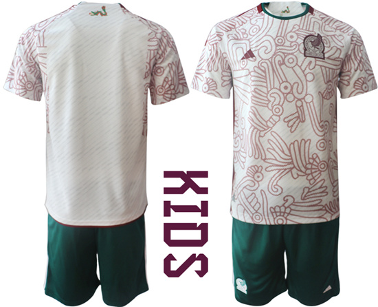 Youth 2022-2023 Mexico Blank away kids jerseys Suit