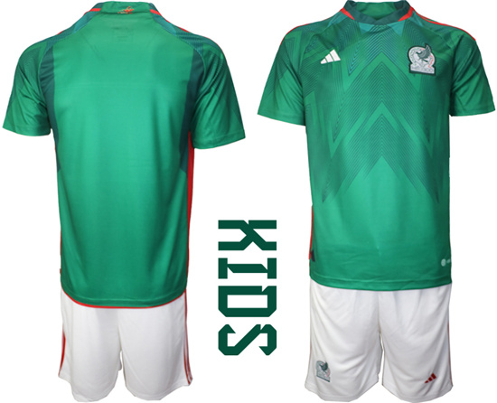 Youth 2022-2023 Mexico Blank home kids jerseys Suit