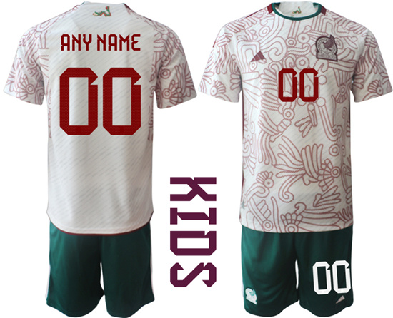Youth 2022-2023 Mexico Custom away kids jerseys Suit