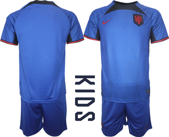 Youth 2022-2023 Netherlands Blank away kids jerseys Suit