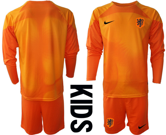 Youth 2022-2023 Netherlands Blank red goalkeeper long sleeve kids jerseys Suit