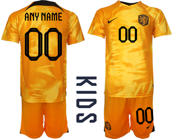 Youth 2022-2023 Netherlands Custom home kids jerseys Suit