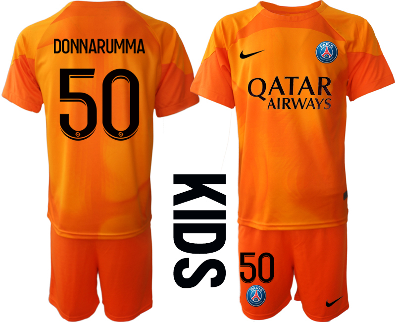Youth 2022-2023 Paris Saint-Germain 50 DONNARUMMA red goalkeeper kids jerseys Suit
