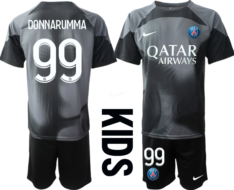 Youth 2022-2023 Paris Saint-Germain 99 DONNARUMMA black kids goalkeeper jerseys Suit