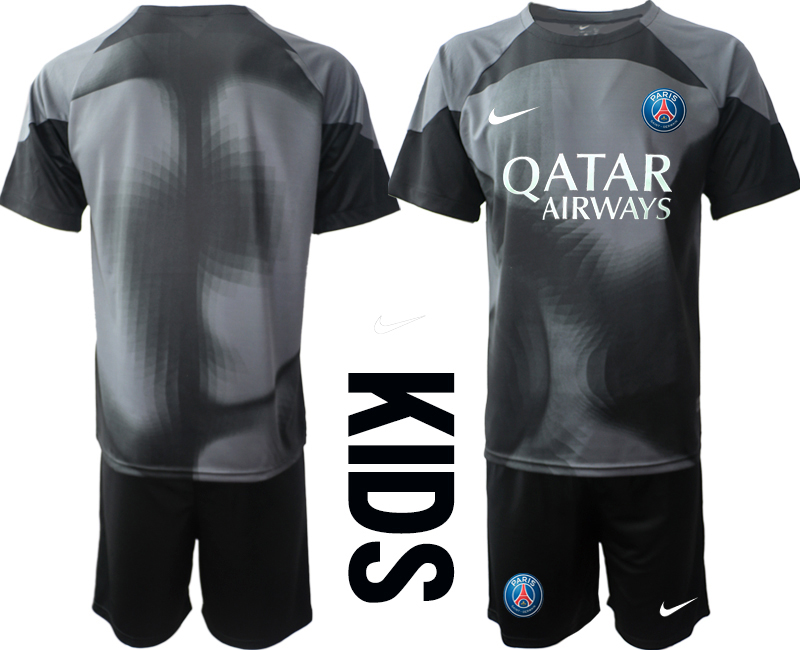 Youth 2022-2023 Paris Saint-Germain Blank black kids goalkeeper jerseys Suit