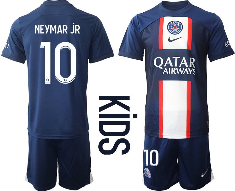 Youth 2022-2023 Paris St Germain 10 NEYMAR jR home kids jerseys Suit