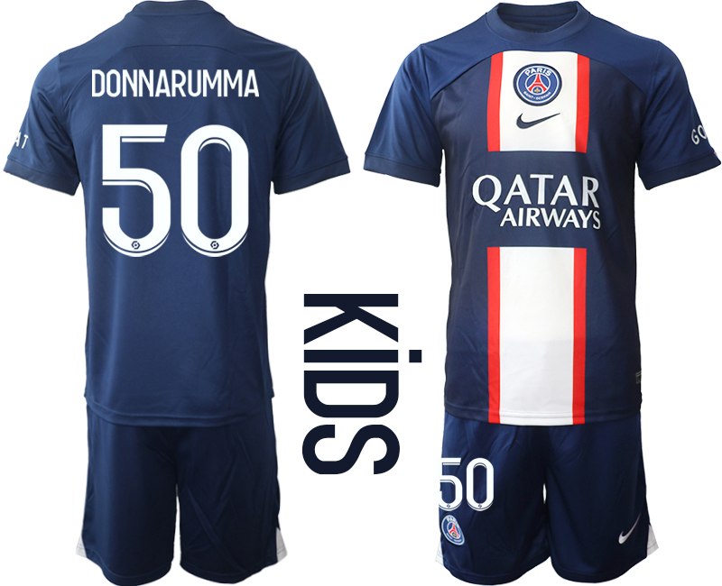 Youth 2022-2023 Paris St Germain 50 DONNARUMMA home kids jerseys Suit
