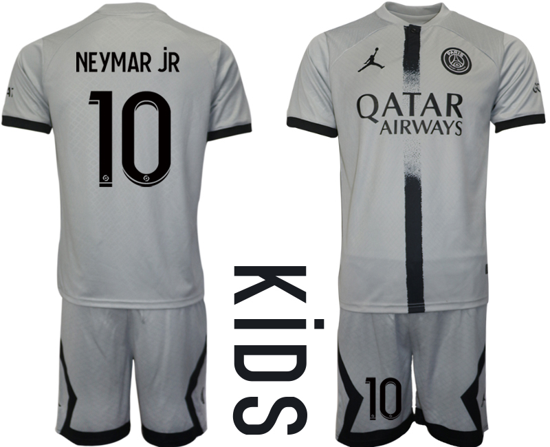 Youth 2022-2023 Paris saint germain 10 NEYMAR jR away kids jerseys Suit