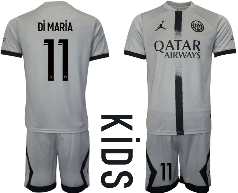 Youth 2022-2023 Paris saint germain 11 Di MARiA away kids jerseys Suit