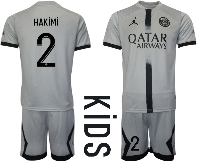 Youth 2022-2023 Paris saint germain 2 HAKiMi away kids jerseys Suit
