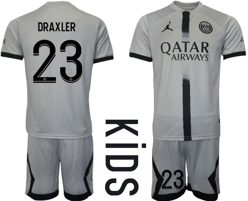 Youth 2022-2023 Paris saint germain 23 DRAXLER away kids jerseys Suit