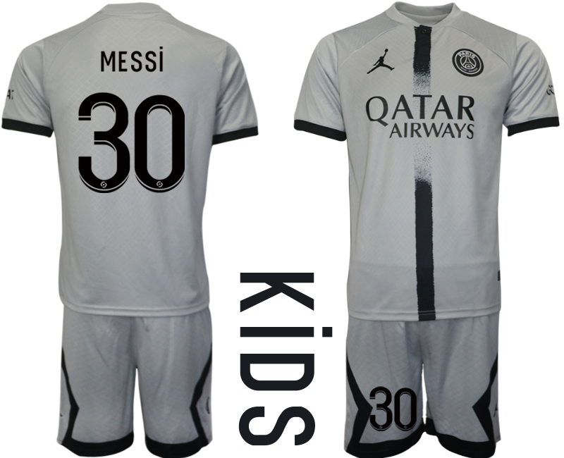 Youth 2022-2023 Paris saint germain 30 MESSi away kids jerseys Suit