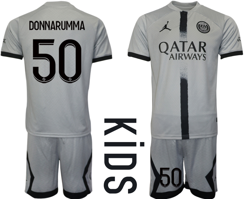 Youth 2022-2023 Paris saint germain 50 DONNARUMMA away kids jerseys Suit