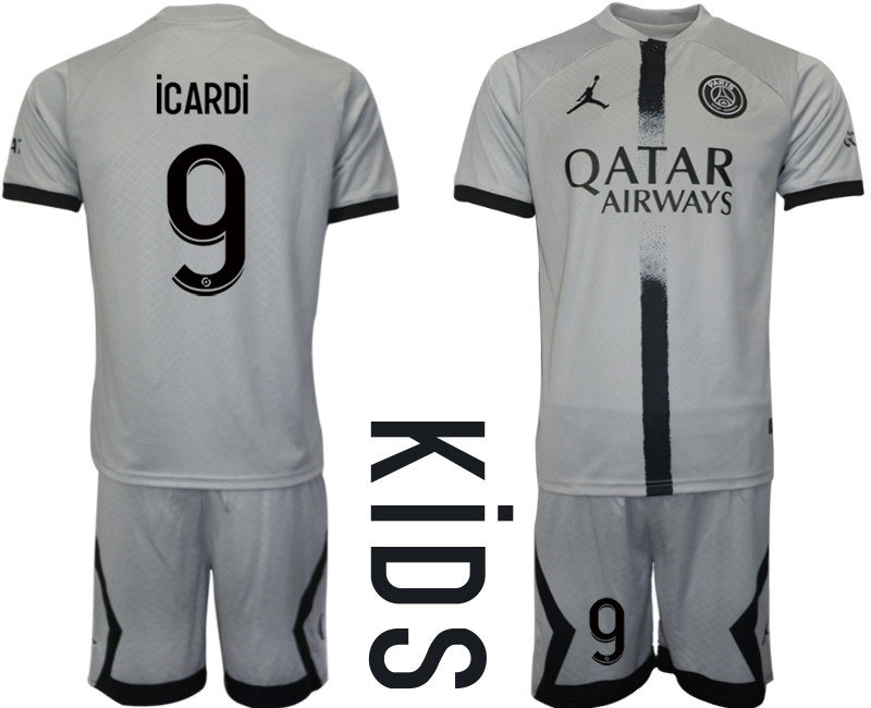 Youth 2022-2023 Paris saint germain 9 iCARDi away kids jerseys Suit