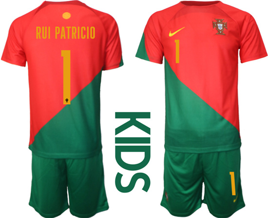 Youth 2022-2023 Portugal 1 PUI PATRICIO home kids jerseys Suit