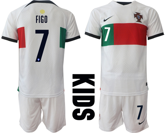 Youth 2022-2023 Portugal 7 FIGO away kids jerseys Suit